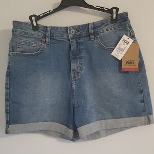 Vans Women's Blue Denim Shorts, high rise roll cuff sz. 30